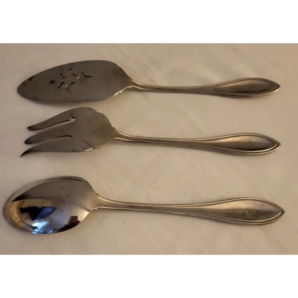 ONEIDA Stainless Arbor American Harmony 3 Serving Pieces Spoon Fork Cake Server